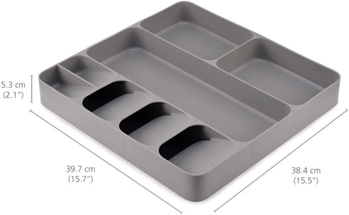 Joseph Joseph DrawerStore Kitchen Drawer Organizer Tray for Cutlery Utensils and Gadgets, Gray, 15.6 x 15.1 x 2.1 Inches