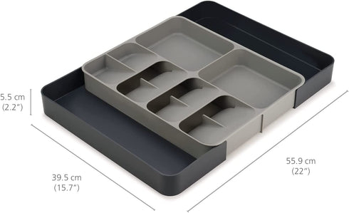 Joseph Joseph DrawerStore Kitchen Drawer Organizer Tray for Cutlery Utensils and Gadgets, Expandable, Gray