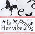 Her Vibe is Pretty Wall Decal Decor Vivid Butterflies Art Wall Sticker Inspirational Quotes Positive Wall Decal Sticker for Women, Teen Girls Office Dorm 31.5 x 9.4 Inch (Black,Simple Style)