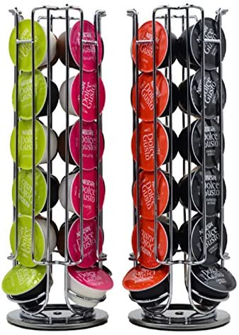 Emousport High quanlity Solutions Revolving Rotating 24 Capsule Coffee Pod Holder Tower Stand Rack For Dolce Gusto