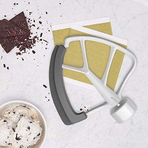 KITCHPOWER 4.5-5 Quart Flex Edge Beater for KitchenAid Tilt-Head Stand Mixers,Kitchen Aid Attachments for Mixer,Flat Beater With Flexible Edges,White