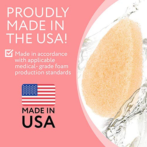 10 Pack Facial Sponge for Daily Cleansing and Gentle Exfoliating - Buff Puff Style Exfoliating Pads for Removing Dead Skin, Dirt and Makeup - Reusable Puf, Made in The USA