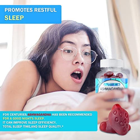 BeautyÉlan Ashwagandha Gummies for Women Men 9000mg - Vegan Stress Relief Gummy - Ashawanga Root Extract with Vitamin D Supplement for Calm Mood, Relaxed Sleep & Immunity Support, Non-GMO 60 Gummies