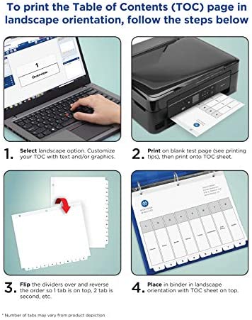 Avery 10-Tab Dividers for 3-ring Binders, Customizable Table of Contents, Classic White Tabs, 1 Set (11077)