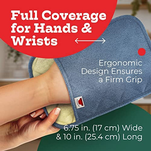Big Red House Pot Holders for Kitchen Heat Resistant, Set of 2, Silicone Pot Holders for Kitchen and Baking, Blue Denim