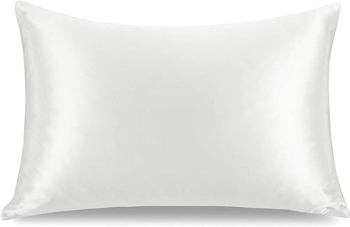 Cognatio 22 Momme 100% Pure Silk Pillowcase for Hair and Skin, Both Sides Grade 6A Mulberry Silk Pillow Case with Hidden Zipper, 1 Pack (Cool White, Queen 20x30 inches)