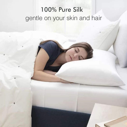 Cognatio 22 Momme 100% Pure Silk Pillowcase for Hair and Skin, Both Sides Grade 6A Mulberry Silk Pillow Case with Hidden Zipper, 1 Pack (Cool White, Queen 20x30 inches)
