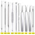 Blackhead Remover Tool, Aooeou Professional Pimple Popper Tool Kit - Treatment for Blemish, Whitehead Popping, Zit Removing for Risk Free Nose Face, Anti-Slip Coating Handle (b-Silver)