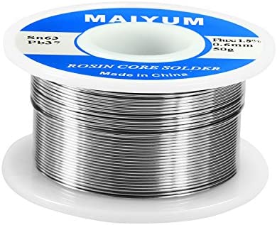 MAIYUM 63-37 Tin Lead Rosin Core Solder Wire for Electrical Soldering (0.6mm 50g)