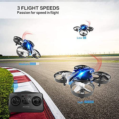 ATOYX Mini Drone for Kids & Beginners, Indoor Portable Hand Operated/RC Nano Helicopter Quadcopter with Auto Hovering, Headless Mode & Remote Control, Children's Day Gift for Boys and Girls -Blue