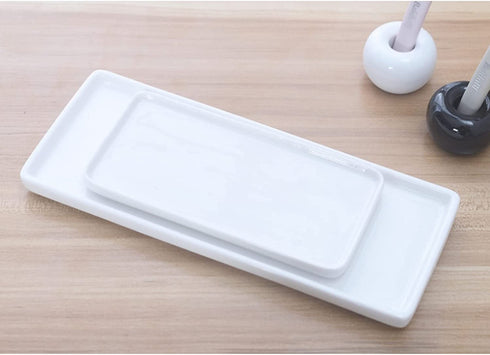 JAKSSO Ceramic Toothbrush Holder for Bathroom Toothbrush Tray for Vanity Countertop Storage Organizer for Holding Toothpaste Dental Floss Picks Makeup Brushes(Small)