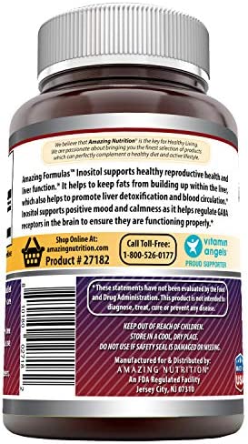 Amazing Formulas Inositol 1000mg 120 Tablets (Non-GMO,Gluten Free) - Supports Healthy Liver Function, Promotes Cellular Detoxification and Supports Membrane Function