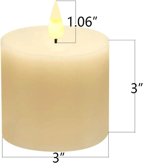 smtyle Flameless Candle with Battery Operated 3 X 3 Inch Real Wax Pillar LED Candle with 10 Key Remote and Cycling Timing Ivory