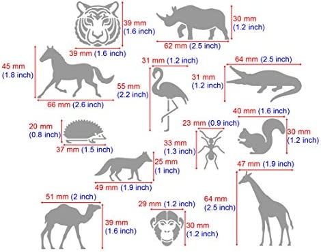 Aleks Melnyk #30 Metal Stencils, Small Animals, Woodland, Kit 1 PCS, Templates for Wood Burning, Engraving, Crafting, Bullet Journaling, Scrapbook, Birds, Safari Animal, Camel, Foxes, Flamingo, Horse