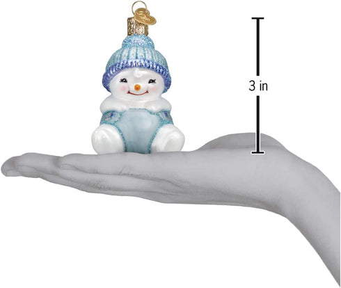 Old World Christmas Snow Baby BOY Ornament, Cheerful White