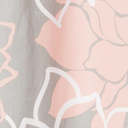 Madison Park Lola 100% Cotton Shower Curtain, Casual Large Floral Design, Modern Bathroom Decor, Machine Washable, Fabric Privacy Screen 72x72", Blush