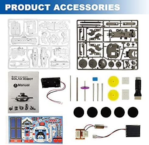 Science Kits for Kids Age 8-12 Solar Robot Kit Learning Building STEM Toys Experiments for Kids 6-8, Educational Toy for 8 9 10 Year Old Boys Girls Christmas Birthday Gifts-Powered by Solar