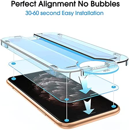 amFilm 2 Pack OneTouch Glass Screen Protector for iPhone 11 Pro (5.8") with Easy Installation Kit