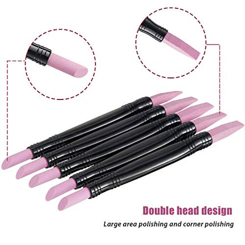 5 Pieces Pumice Stone Nail File Double-Headed Nail Polishing Pen Stick Cuticle Remover Trimmer Buffer Pedicure Pen Nail Art Care Tool for Household Beauty Salon Peeling Dead Skin Repairing