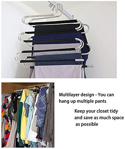 Pants Hangers Space Saving - 4 Pack S-Type Scarf Hanger Jeans Hangers Space Saving Non-Slip S Hangers for Pants