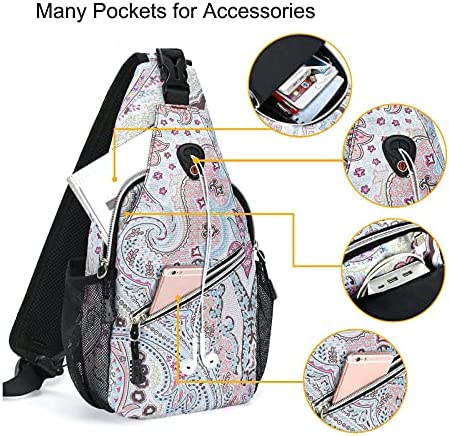 MOSISO Mini Sling Backpack,Small Hiking Daypack Pattern Travel Outdoor Sports Bag, National Style