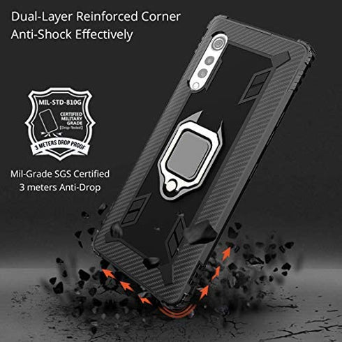 Strug for LG Velvet/LG Velvet 5G Case?Soft TPU Armor Heavy Duty Shockproof Protection Built-in 360 Rotatable Ring Magnetic Car Mount Case with Tempered Glass Screen Protector(Red)