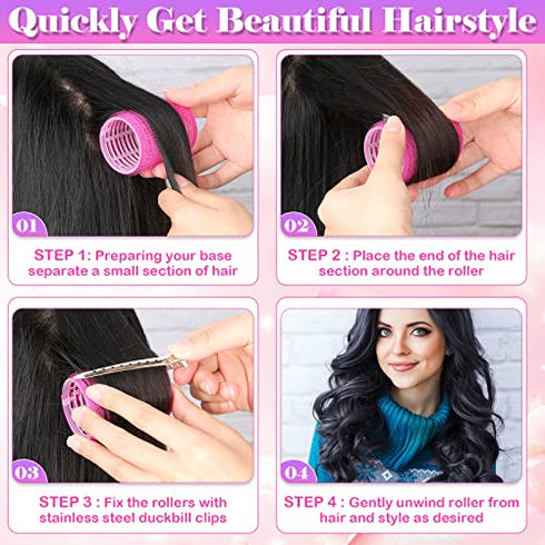 Jumbo Hair Curlers Rollers with Clips, Cludoo 28 Pcs Big Rollers for Hair Set with 3 Sizes Self Grip Hair Roller for Long Medium Short Thick Thin Hair Bangs Volume, Salon Hair Dressing DIY Hair Roller