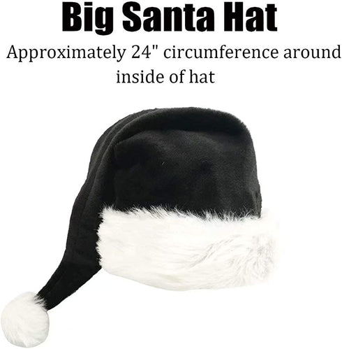 Black and White Deluxe Adults Santa Hat for Black Christmas Theme