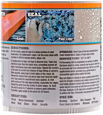 Gorilla Waterproof Patch & Seal Tape, 4" x 8', Clear, (Pack of 1)