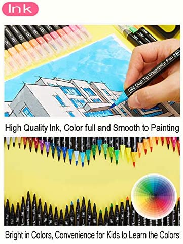Kekelele Dual Tip Markers for Kids, Washable Markers Set, Art Markers with Stand Portable Box, Gift For Kids (24 Colours)