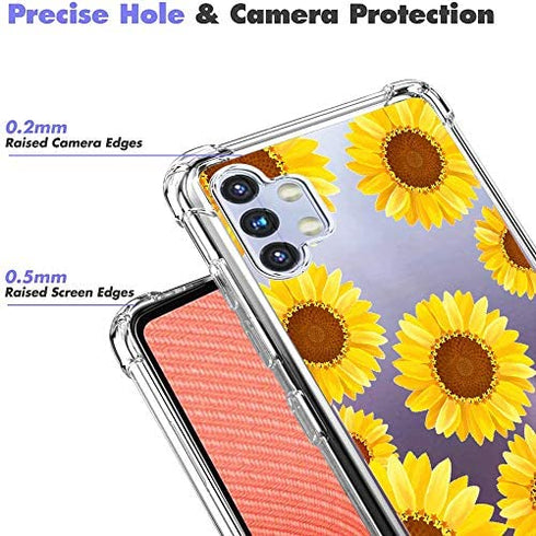 (3 Pack) for Samsung Galaxy A32 5G Case for Girls Women Shock-Absorption Anti-Scratch Crystal Clear Soft TPU Slim Bumper Protective Phone Case Cover for Samsung Galaxy A32 5G, Flower