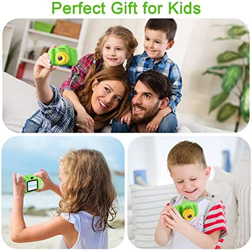 GKTZ Kids Digital Camera, Upgrade Selfie Camera 12MP Toddler Camera Children Video Camcorder, Birthday Gifts for Boys and Girls Age 3 4 5 6 7 8 9 with 32GB SD Card - Green