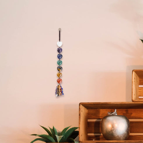 VadiForest 7 Chakra Stones Reiki Healing Crystals Hanging Ornament Love Heart Natural Gemstones Tassels Home Car Decoration Wall Hanger Indoor Decor for Good Luck Yoga Spiritual Meditation¦