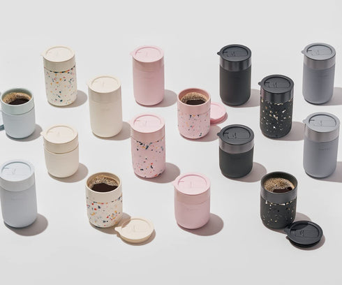 W&P Porter Ceramic Mug w/ Protective Silicone Sleeve, Mint 12 Ounces | On-the-Go | No Seal Tight | Reusable Cup for Coffee or Tea | Portable | Dishwasher Safe