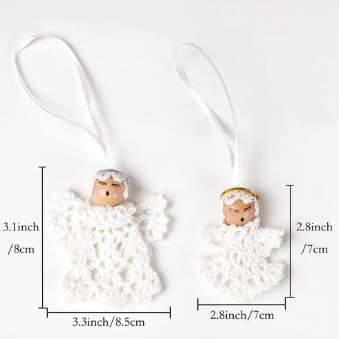 CDXCCSMYXGS Christmas Wooden Angel Ornaments White Angel, 6Pieces Handmade Crochet Wall Hanging Angel Pendant Decor Suitable for Home Decor DIY Hanging Crafts, 3IN