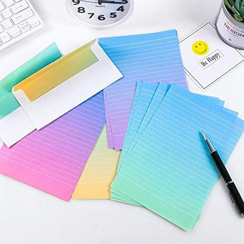 Letter Writing Paper - Lined Stationary Paper and envelope Set - Letter Stationery Set, 32 Sheet Writing Stationery Paper with 16 envelopes+ 1 Sheet Label Seal Sticker,Q383