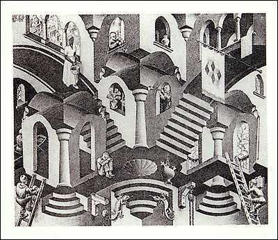 Concave and Convex by M.C. Escher Poster Art Print, Overall Size: 25.5x21.75, Image Size: 22.5x18.5