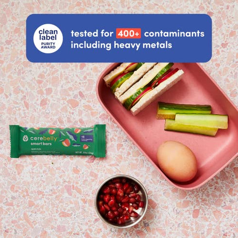 Cerebelly Toddler Snack Bars – Apple Kale (Pack of 5), Healthy & Organic Whole Grain Bars with Veggies & Fruit, 15 Brain-supporting Nutrients from Superfoods, Nut Free, No Added Sugar, Made with Gluten Free Ingredients
