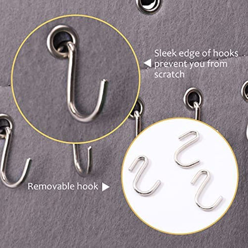 AFUOWER Jewelry Organizer Hanging Necklace Storage Holder for Girl Women 24 Hooks Organizer for Holding Jewelries 1 Pack (Gray)