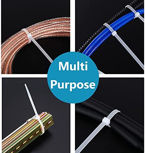 Oksdown 300pcs White Zip Ties Assorted Sizes 4/6/8/10/12 Inch Clear Plastic cable ties from Small to Large Heavy Duty Nylon tie Wraps Multi-Purpose Variety Wire Ties