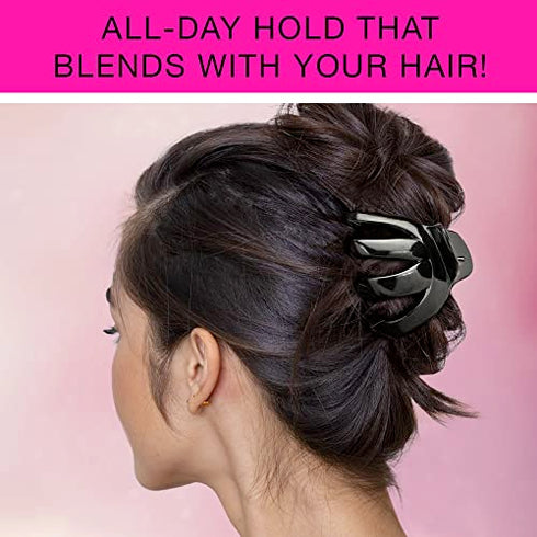 Scunci by Conair No-Slip Grip Hair Claw Clips, Octopus Clip, Claw Hair Clip in Black & Tortoise, Packaging May Vary, 2 Pack