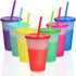 Color Changing Cups Tumblers with Lids Straws - 16oz Kids Tumblers Reusable Plastic Cold Cups for Adults