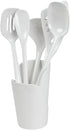 Hutzler Melamine Cooking Utensils and Crock Set, 6-pc, White