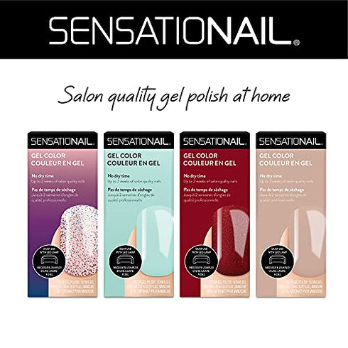 Sensationail Gel Nail Polish, “Cheers to 10 Years” Clear with Purple Glitter For up to 2 Weeks of Dazzling Color, LED Nail Lamp Required, Long-Lasting Finish, No Dry Time, 0.25 Fl Oz