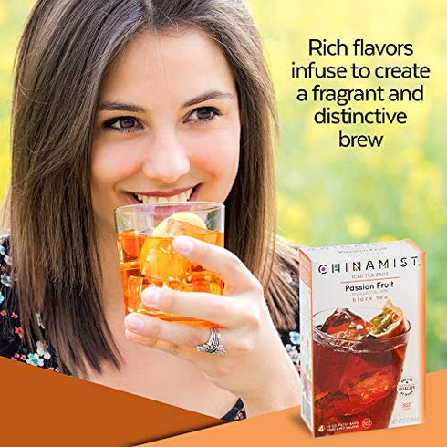 China Mist Iced Tea Passion Fruit Black Iced Tea Bags - Each Tea Bag Yields 1/2 Gallon,4 Count (Pack of 1)