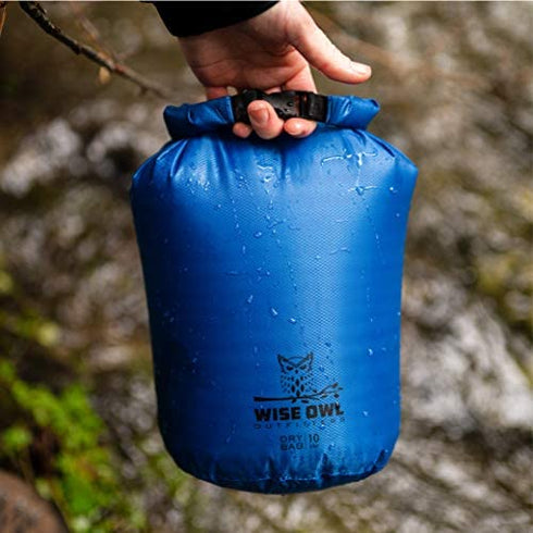 Wise Owl Outfitters Waterproof Dry Bag - Fully Submersible 1pk or 3pk Ultra Lightweight Airtight Waterproof Bags - 5L, 10L and 20L Sizes - Diamond Ripstop Roll Top Drybags