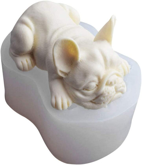 Kisangel French Bulldog Mold Sleeping Dog Silicone Mold for Fondant Chocolate Candy Gum Paste Polymer Clay Resin Making Kitchen Baking Cupcake Decorating