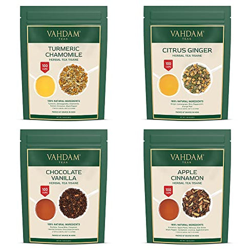 VAHDAM, Herbal Tea Sampler -10 TEAS, WONDER SPICE -Turmeric Spiced, Tulsi Tea, Fennel Tea, Citrus Ginger Tea, Saffron Tea, Turmeric Ginger Tea, Turmeric Pepper | Herbal Tea Variety Pack -Tea Gift