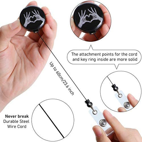 3 Pieces X-Ray Badge Reel Retractable X-Ray Hands Heart Nursing Name Badge Clips X-Ray ID Badge Holder Radiology Tech Badge Holder with Alligator Clip for Nurse Doctors Teacher Student Volunteer