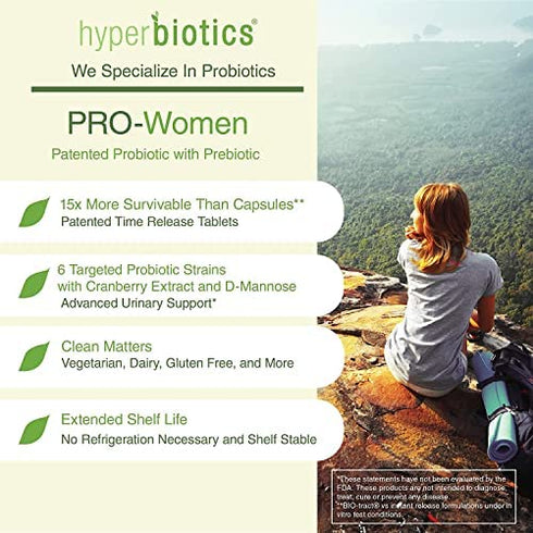 Hyperbiotics Pro Probiotics for Women | Time Release Tablets | Premium Nutritional Supplement | Vegan, Dairy & Gluten Free | Healthy Digestion & Immune System Support | 30 Count